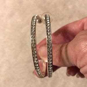 Sparkly silver and “diamond “ hoop earrings.